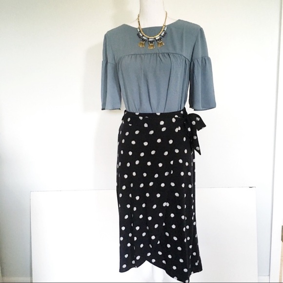 Adrienne Vittadini Polka Dot Faux Wrap Skirt - Picture 2 of 9